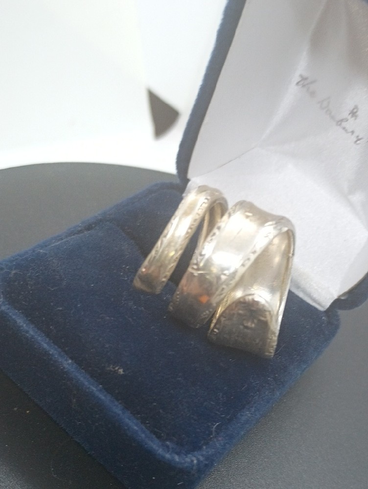 Wide Hammered Sterling Silver 925 Spoon Ring
